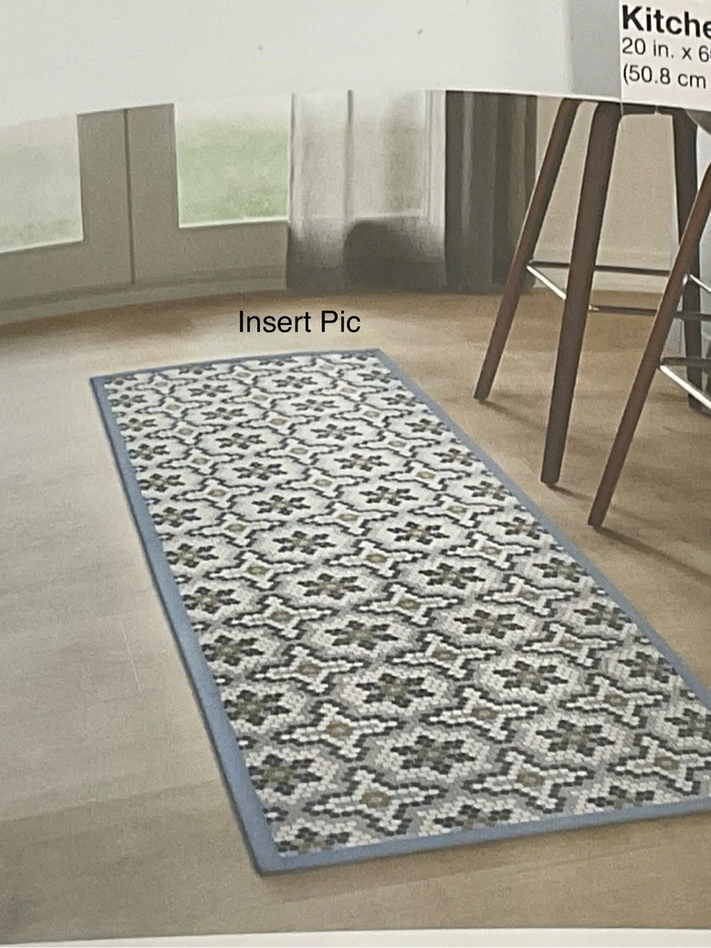 Sonoma Blue Border Geometric Kitchen Runner